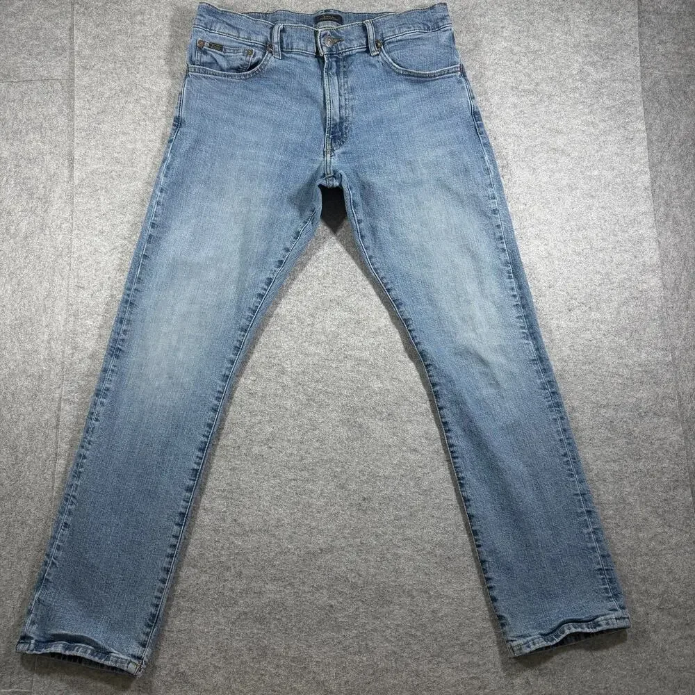 Polo Ralph Lauren Varick Slim Straight Jeans Mens 33x32 Light Blue Wash Stretch